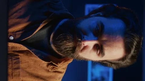 Portrait of smiling developer writing complex binary code scripts on laptop Stock Footage 265107140