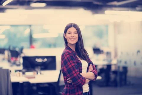 Portrait of  smiling female software developer 스톡 사진