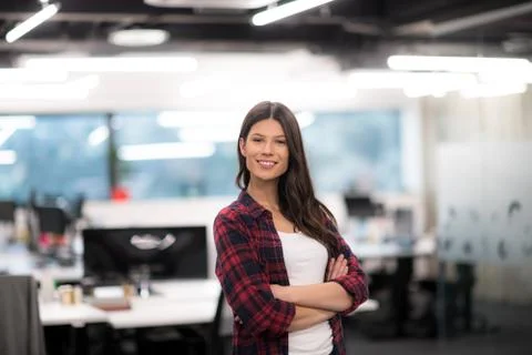 Portrait of  smiling female software developer 스톡 사진
