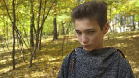 Portrait of smiling kid boy with stylish hairstyle Stock Footage 81494997