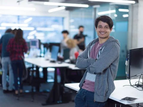 Portrait of smiling male software developer Stock Photos