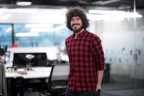 Portrait of smiling male software developer Foto stock
