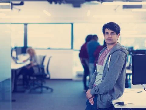 Portrait of smiling male software developer Stock Photos
