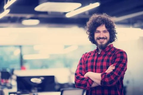 Portrait of smiling male software developer Foto stock