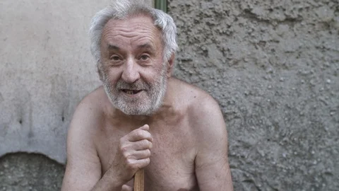 Portrait of smiling man with cane Stock Footage 114212216