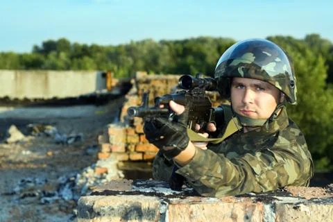 Portrait of sniper Stock Photos