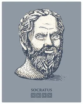 Portrait of Socrates. Ancient greek philosopher, scientist, and thinker vintage Stock Illustration