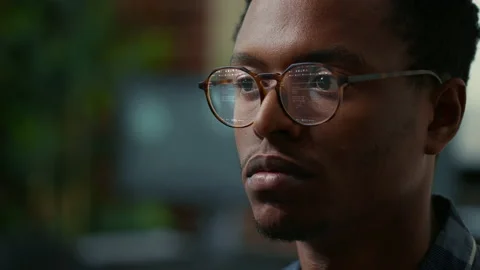 Portrait of software developer with vfx of running code reflected in glasses Stock Footage 168253230