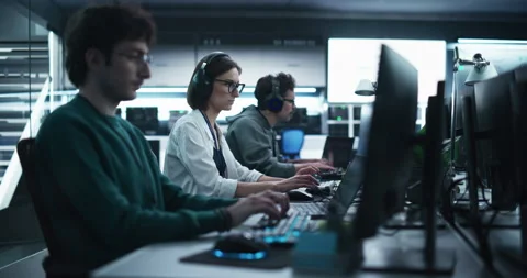 Portrait of Specialists Working on Computer in Laboratory 스톡 동영상 233875150