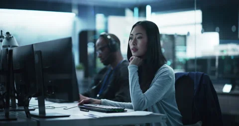 Portrait of Specialists Working on Computer in Laboratory Stock-Footage 235887932