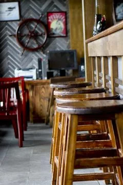 Portrait of Stools in a bar Stock Photos