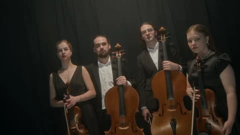 Portrait of String Quartet on Stage Vídeo Stock 279250249