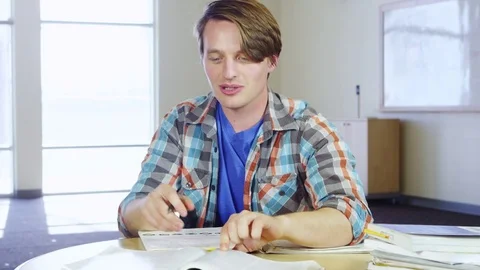 Portrait of student taking notes Stock Footage 80268411