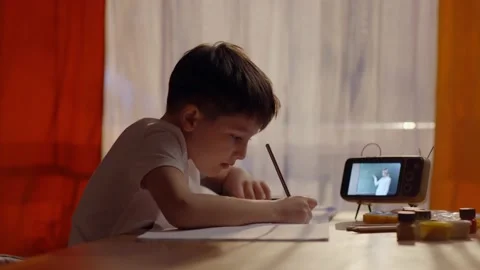 Portrait of study at home. Close up. Stock Footage 148968542