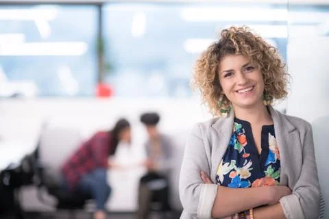 Portrait of successful female software developer Stock Photos