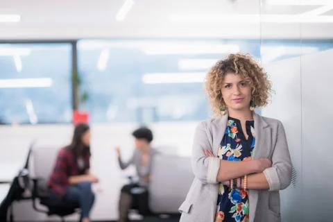 Portrait of successful female software developer Stockfoto's