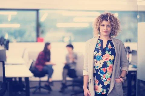 Portrait of successful female software developer Stockfoto's