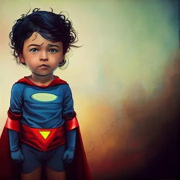 Portrait of a super hero boy. Stock Illustration