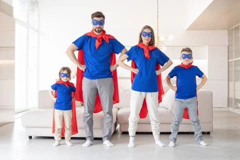 Portrait of superhero family Stock Photos