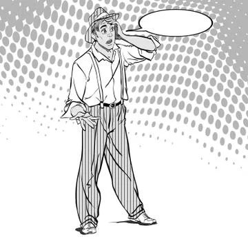 Portrait of surprised guy. Surprised retro fellow. Surprised boy. Pop art retro Stock Illustration