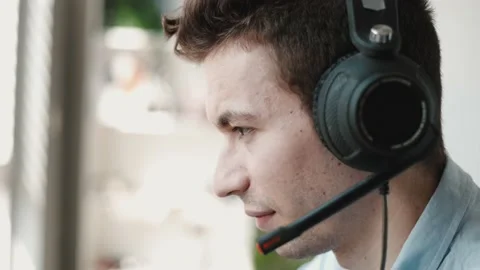 Portrait of a Technical Customer Support Specialist Talking on a Headset Stock Footage 202280486