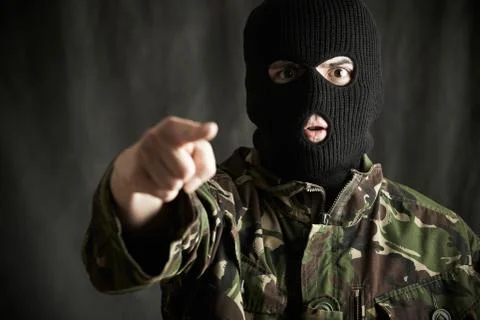 Portrait Of Terrorist Addressing Camera Stock Photos