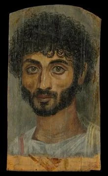 Portrait of a thin-faced, bearded man A.D. 160180 Roman Period The term enc.. 库存插图