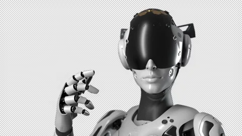 Portrait of a thinking robot, taken in close-up. has an alpha channel Stock Footage 249482005