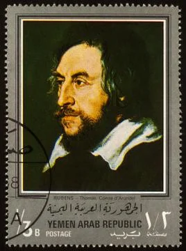 Portrait of Thomas, Comte d'Arundel on postage stamp Stock Photos