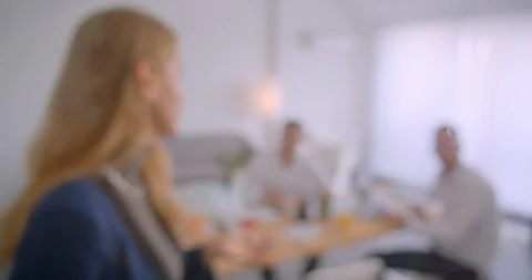 Portrait of three collleagues working together in the office indoors Stock-Footage 113740168