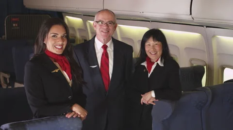Portrait of three flight attendants Stock-Footage 67345284