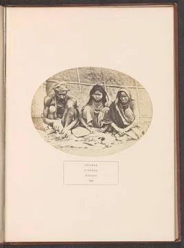 Portrait of three unknown people from the Chamar Caste from Madras; Chumas... Stock Photos