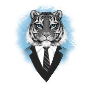 Portrait of Tiger in suit Stock Illustration