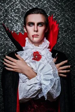 Portrait of a traditional vampire aristocrat of the 19th century in an elegan Stock Photos