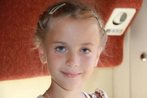 Portrait in a train Stock Photos