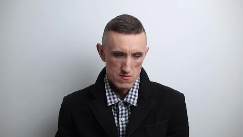 Portrait Transgender posing with makeup close up Stock Footage 127274803