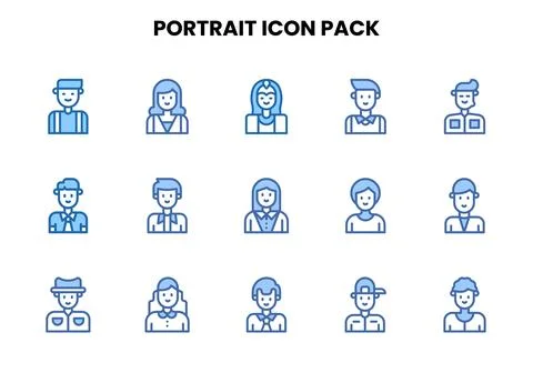 Portrait Two Colour Graphics Icons Pack イラスト素材