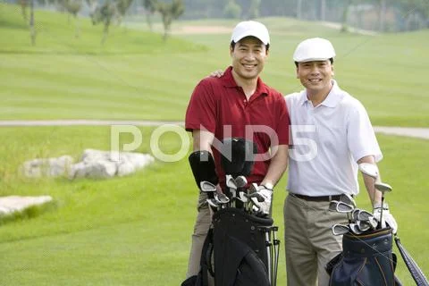 Portrait of Two Golfers on the Course Stock Photos