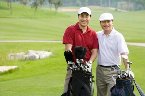 Portrait of Two Golfers on the Course Stock Photos