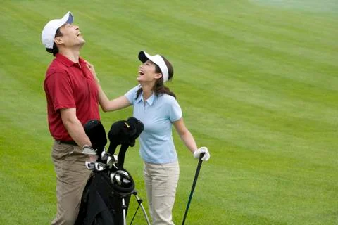 Portrait of Two Golfers on the Course Stock Photos