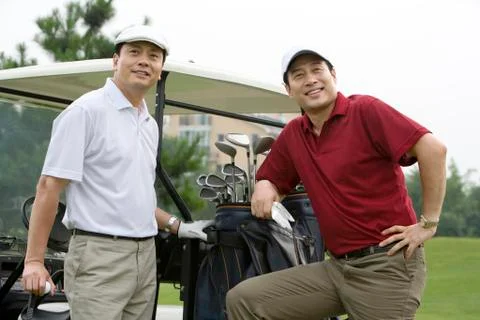 Portrait of Two Golfers Stock Photos