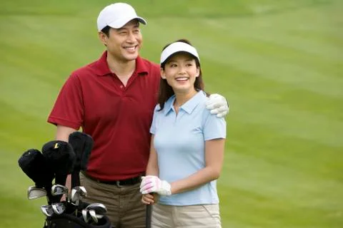 Portrait of Two Golfers Stock Photos