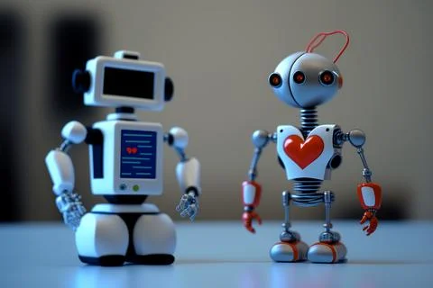 Portrait of two robots from the front Stock Illustration