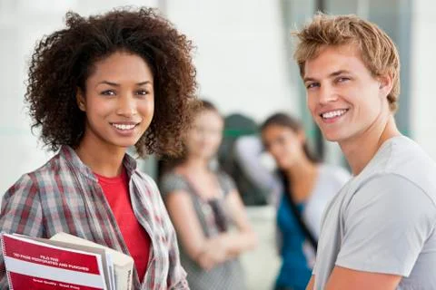 Portrait of two university students smiling Stock Photos