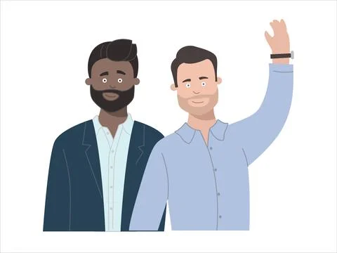 Portrait of two young men Stock Illustration