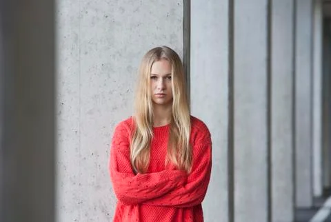 Portrait of unhappy teenage girl Stock Photos