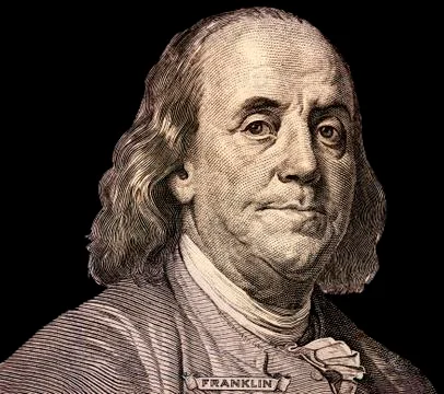 Portrait of  U.S. president Benjamin Franklin Stock Photos