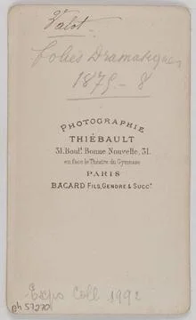 Portrait of Valot, actress at the theater of dramatic madness between 1875... Stock Photos