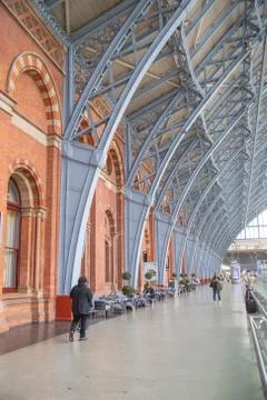 Portrait View of a Corridor from inside the St Pancras railway station Stock Photos