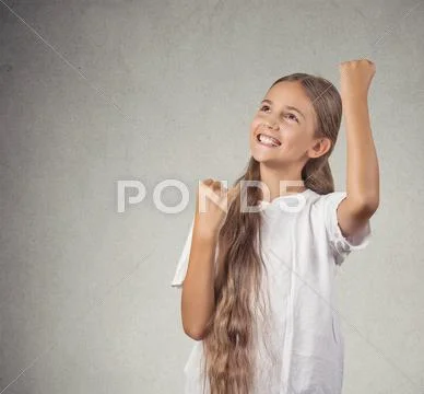 Portrait winning successful teenager girl Stock Photos